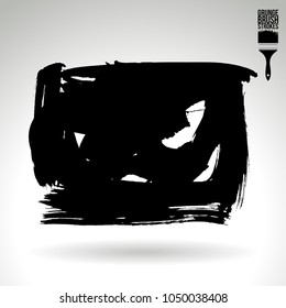 Black brush stroke and texture. Grunge vector abstract hand - painted element. Underline and border design.