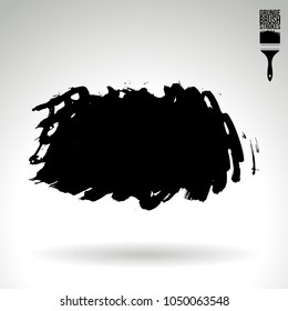 Black brush stroke and texture. Grunge vector abstract hand - painted element. Underline and border design.