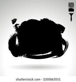 Black brush stroke and texture. Grunge vector abstract hand - painted element. Underline and border design.