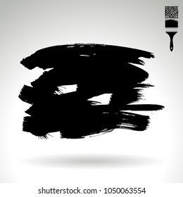 Black brush stroke and texture. Grunge vector abstract hand - painted element. Underline and border design.