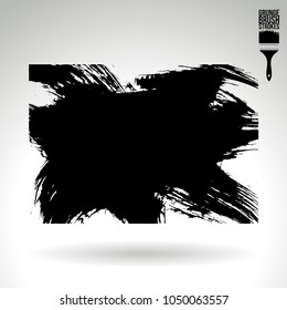 Black brush stroke and texture. Grunge vector abstract hand - painted element. Underline and border design.