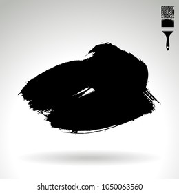 Black brush stroke and texture. Grunge vector abstract hand - painted element. Underline and border design.