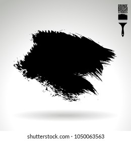 Black brush stroke and texture. Grunge vector abstract hand - painted element. Underline and border design.