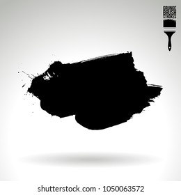 Black brush stroke and texture. Grunge vector abstract hand - painted element. Underline and border design.