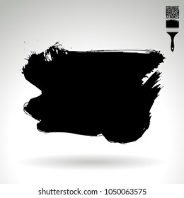 Black brush stroke and texture. Grunge vector abstract hand - painted element. Underline and border design.