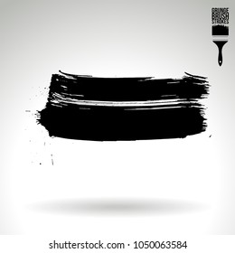 Black brush stroke and texture. Grunge vector abstract hand - painted element. Underline and border design.