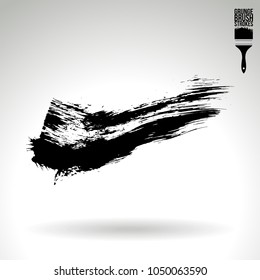 Black brush stroke and texture. Grunge vector abstract hand - painted element. Underline and border design.