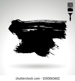 Black brush stroke and texture. Grunge vector abstract hand - painted element. Underline and border design.