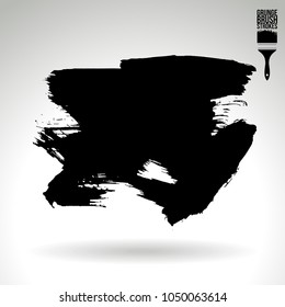 Black brush stroke and texture. Grunge vector abstract hand - painted element. Underline and border design.