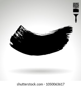 Black brush stroke and texture. Grunge vector abstract hand - painted element. Underline and border design.