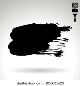 Black brush stroke and texture. Grunge vector abstract hand - painted element. Underline and border design.