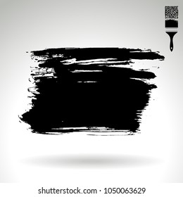 Black brush stroke and texture. Grunge vector abstract hand - painted element. Underline and border design.