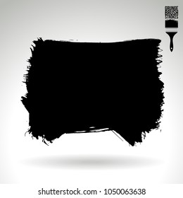 Black brush stroke and texture. Grunge vector abstract hand - painted element. Underline and border design.