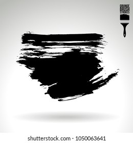 Black brush stroke and texture. Grunge vector abstract hand - painted element. Underline and border design.