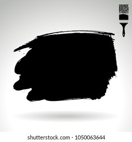 Black brush stroke and texture. Grunge vector abstract hand - painted element. Underline and border design.