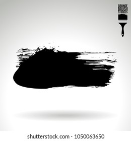 Black brush stroke and texture. Grunge vector abstract hand - painted element. Underline and border design.