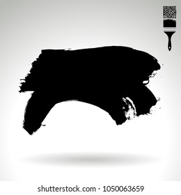 Black brush stroke and texture. Grunge vector abstract hand - painted element. Underline and border design.