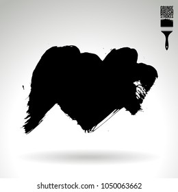 Black brush stroke and texture. Grunge vector abstract hand - painted element. Underline and border design.
