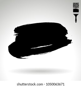 Black brush stroke and texture. Grunge vector abstract hand - painted element. Underline and border design.