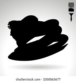 Black brush stroke and texture. Grunge vector abstract hand - painted element. Underline and border design.