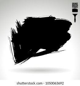 Black brush stroke and texture. Grunge vector abstract hand - painted element. Underline and border design.