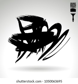 Black brush stroke and texture. Grunge vector abstract hand - painted element. Underline and border design.