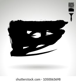 Black brush stroke and texture. Grunge vector abstract hand - painted element. Underline and border design.