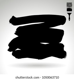 Black brush stroke and texture. Grunge vector abstract hand - painted element. Underline and border design.
