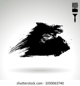 Black brush stroke and texture. Grunge vector abstract hand - painted element. Underline and border design.
