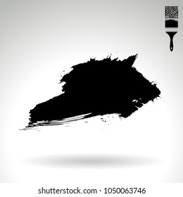 Black brush stroke and texture. Grunge vector abstract hand - painted element. Underline and border design.
