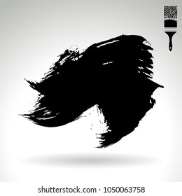 Black brush stroke and texture. Grunge vector abstract hand - painted element. Underline and border design.