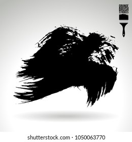 Black brush stroke and texture. Grunge vector abstract hand - painted element. Underline and border design.