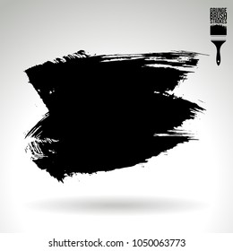 Black brush stroke and texture. Grunge vector abstract hand - painted element. Underline and border design.
