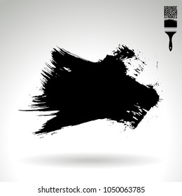 Black brush stroke and texture. Grunge vector abstract hand - painted element. Underline and border design.