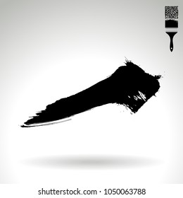 Black brush stroke and texture. Grunge vector abstract hand - painted element. Underline and border design.