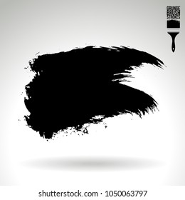 Black brush stroke and texture. Grunge vector abstract hand - painted element. Underline and border design.
