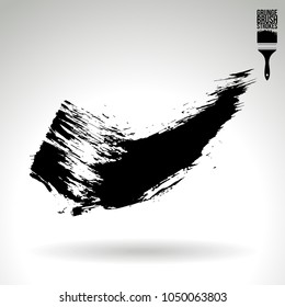 Black brush stroke and texture. Grunge vector abstract hand - painted element. Underline and border design.
