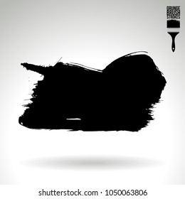 Black brush stroke and texture. Grunge vector abstract hand - painted element. Underline and border design.