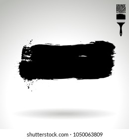 Black brush stroke and texture. Grunge vector abstract hand - painted element. Underline and border design.