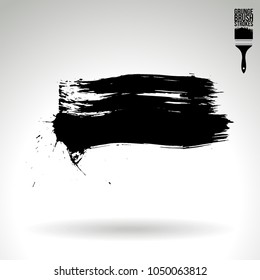 Black brush stroke and texture. Grunge vector abstract hand - painted element. Underline and border design.