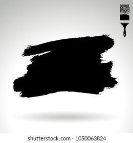 Black brush stroke and texture. Grunge vector abstract hand - painted element. Underline and border design.