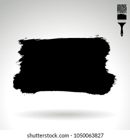 Black brush stroke and texture. Grunge vector abstract hand - painted element. Underline and border design.