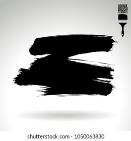 Black brush stroke and texture. Grunge vector abstract hand - painted element. Underline and border design.