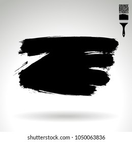 Black brush stroke and texture. Grunge vector abstract hand - painted element. Underline and border design.