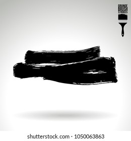Black brush stroke and texture. Grunge vector abstract hand - painted element. Underline and border design.