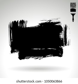 Black brush stroke and texture. Grunge vector abstract hand - painted element. Underline and border design.