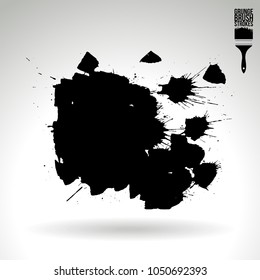 Black brush stroke and texture. Grunge vector abstract hand - painted element. Underline and border design.