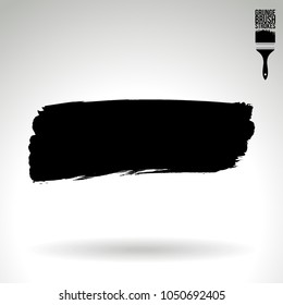 Black brush stroke and texture. Grunge vector abstract hand - painted element. Underline and border design.