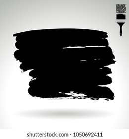 Black brush stroke and texture. Grunge vector abstract hand - painted element. Underline and border design.