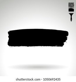 Black brush stroke and texture. Grunge vector abstract hand - painted element. Underline and border design.